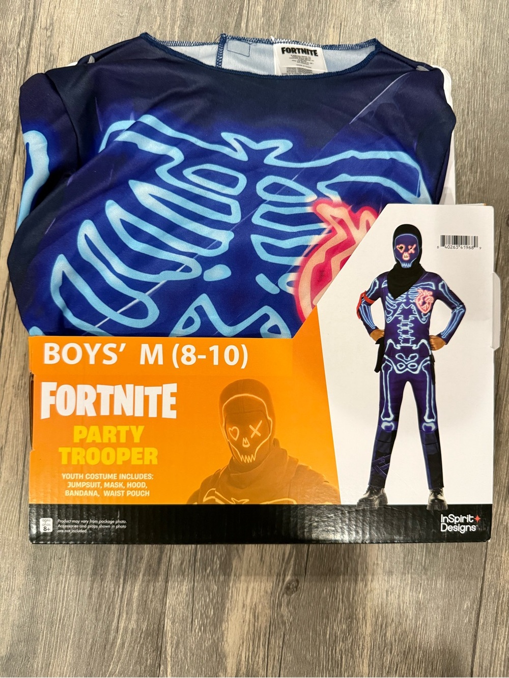 Fortnite Party Trooper Halloween Costume - Blue Neon Skeleton